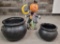 PLASTIC CAULDRONS & METAL BOBBLEHEAD PUMPKIN