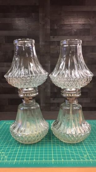 LAMPLIGHT FARMS DIAMOND CUT CRYSTRAL OIL LAMPS