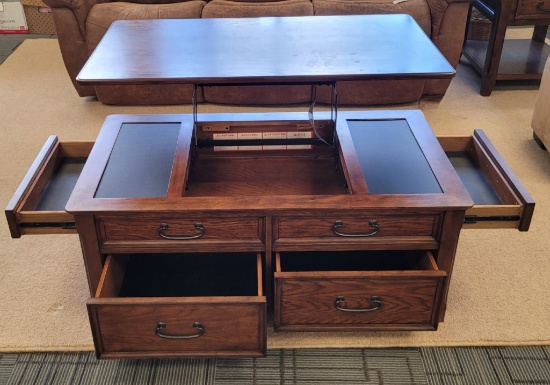 RUSTIC LIFT TOP COCKTAIL COFFEE TABLE