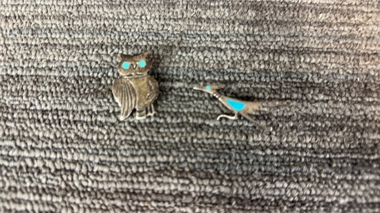 SILVER & TURQUOISE ANIMAL PINS