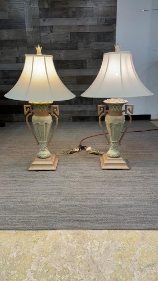 PAIR OF NEOCLASSICAL MARBLE TROPHY URN LAMPS