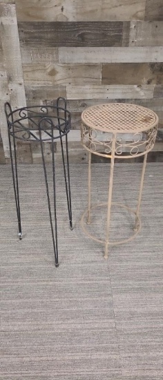 2) METAL TRIPOD PLANT STANDS