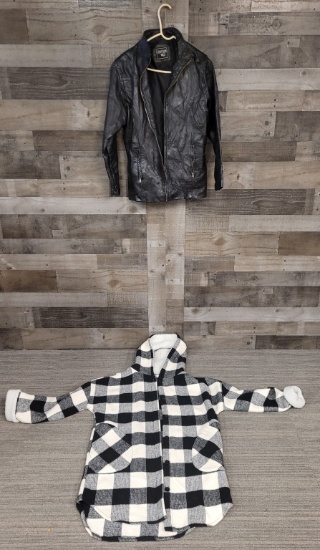 JUNTION WEST BLACK LEATHER JACKET & FLEECE JACKET