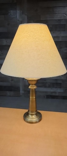 BRASS TABLE LAMP WITH SHADE