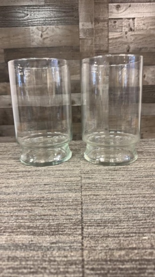 2) LARGE GLASS CENTER PIECE DECOR VASES