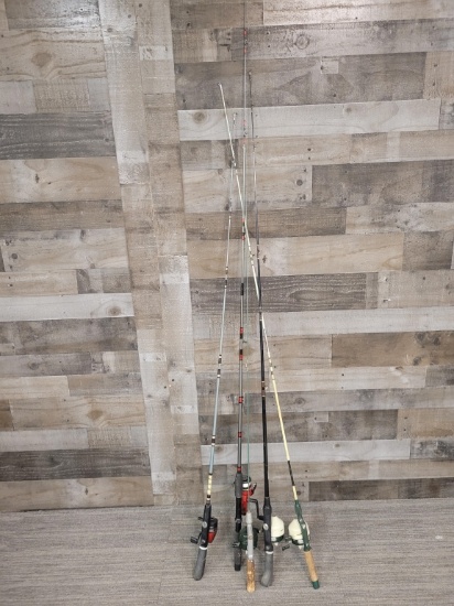 6) FISHING RODS WITH SPINNERS