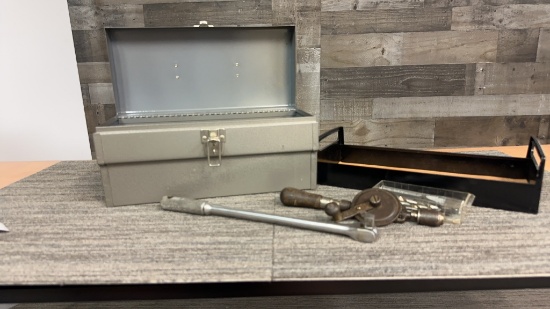 SNAP-ON SOCKET WRENCH, HAND DRILL & TOOL BOX