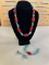STERLING, TURQUOISE, OX BLOOD & CORAL JEWLERY SET
