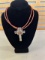ISRAEL BRAIDED LEATHER CROSS PENDANT NECKLACE