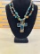 BLACK ONYX & TURQUOISE BRASS-ENAMEL JEWELRY SET