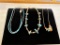 3) TURQUOISE, CORAL & SILVER BEAD NECKLACES