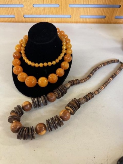 AMBER & WOOD BEAD NECKLACES