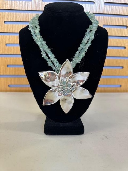 ISRAEL MICRO STONE-BEAD PENDANT NECKLACE