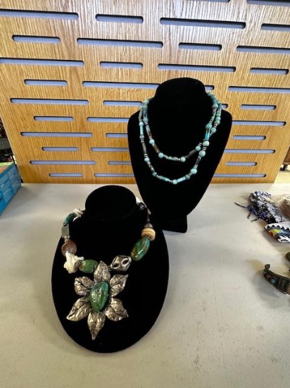 2) TURQUOISE FASHION NECKLACES