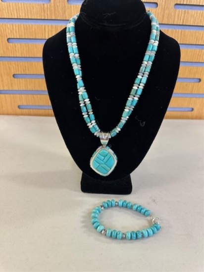 925 SILVER & TURQUOISE PENDANT NECKLACE