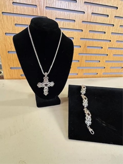 BRIGHTON CROSS & RUBY STONE JEWELRY SET