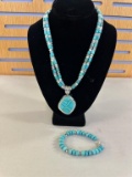 925 SILVER & TURQUOISE PENDANT NECKLACE