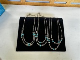 3) SILVER & TURQUOISE NECKLACES 68G
