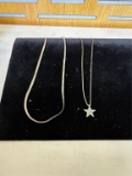 2) STERLING SILVER CHAINS & 1 PENDANT 12G