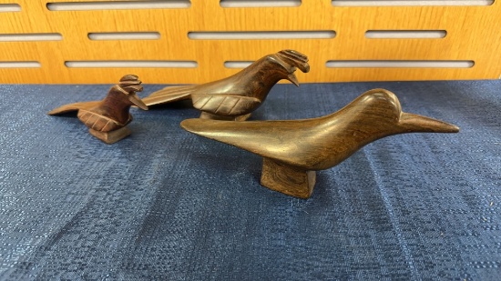 HAND CARVED IRON WOOD ROAD RUNNER FIGURINES