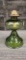 ANTIQUE GREEN GLASS OIL KEROSENE LAMP BASE
