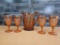 INDIANA GLASS AMBER MONARCH PITCHER & GOBLETS