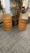 Set of two wood filing cabinets.