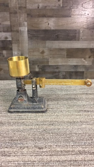 ANTIQUE FAIRBANKS BRASS & CAST IRON POSTAL SCALE