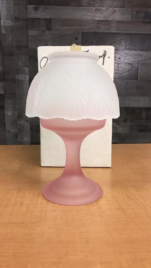 VTG SMITH GLASS FROSTED PINK FAIRY CANDLE LAMP