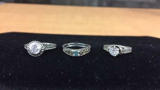 3) STERLING SILVER & STONE RINGS. 10G