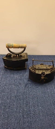 2) ANTIQUE CHARCOAL SAD IRONS