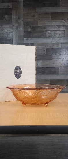 VTG TIARA GLASS CORAL BIRD OF PARADISE BOWL