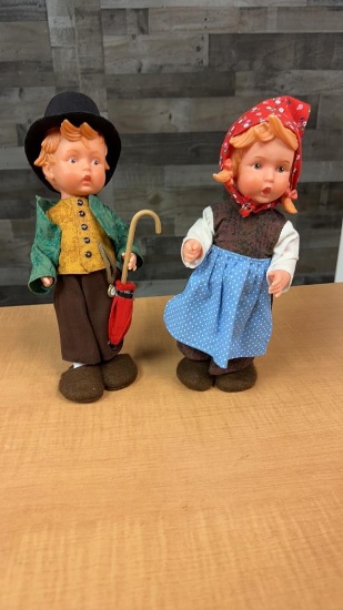 VTG GOBEL M.I. HUMMEL RUBBER BOY & GIRL DOLLS