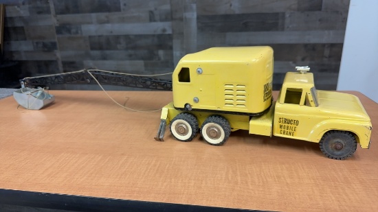 VINTAGE STRUCTO YELLOW MOBILE CRANE