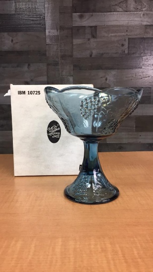 VTG TIARA GLASS BLUE HARVEST GRAPE COMPOTE DISH