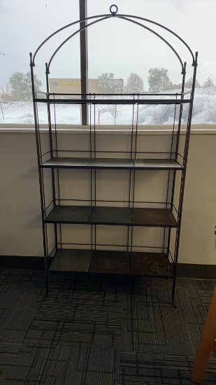 Metal and tile outdoor plant stand