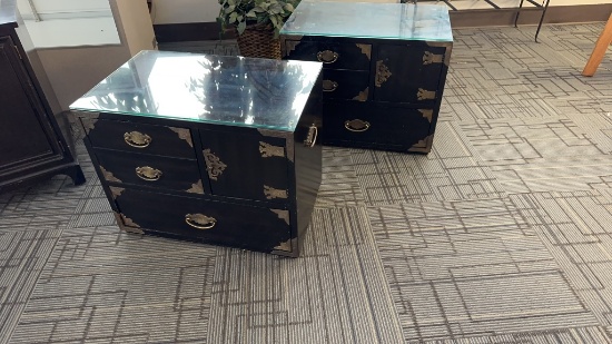PAIR OF ASIAN DESIGN SIDE TABLES.