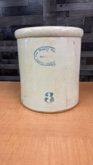 ANTIQUE THE WESTERN POTTERY MAN'FG CO 3 GAL CROCK