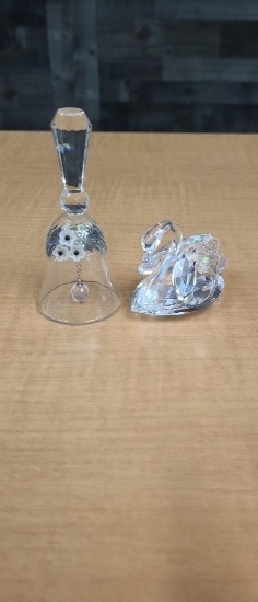 SWAROVSKI CRYSTAL SWAN & BELL FIGURINES