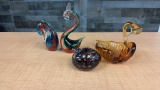 VTG ART GLASS BIRD PAPERWEIGHT FIGURINES