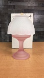 VTG SMITH GLASS FROSTED PINK FAIRY CANDLE LAMP