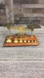 VICTORIAN BRASS POSTAL SCALE WITH POSTAL RATES