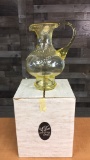 VTG TIARA GLASS YELLOW MIST HURRICANE PITCHER