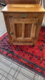 VINTAGE WHITE CLAD WOOD ICE BOX