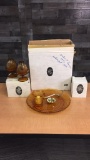 VTG TIARA GLASS AMBER WALL SCONCE & FAIRY LIGHTS