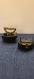 2) ANTIQUE CHARCOAL SAD IRONS