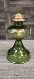 ANTIQUE GREEN GLASS OIL KEROSENE LAMP BASE