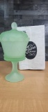 VTG FOSTORIA TIARA GLASS GREEN HAPSBURG CROWN DISH