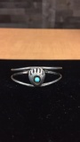 STERLING SILVER & TURQUOISE BEAR PRINT BRACELET 7G