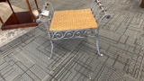 METAL & RATTAN VANITY CHAIR.